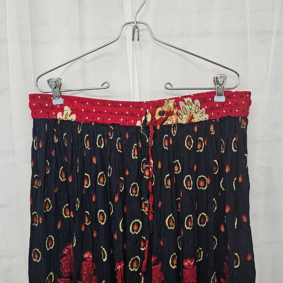 Vintage Collections Etc. Skirt Blue Red Floral Boho Midi Hippie Festival L FLAW - Picture 2 of 9